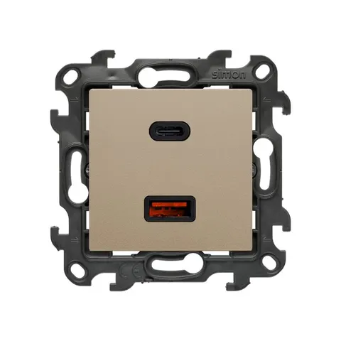 SIMON 24 Ładowarka USB C+A (moduł), 30W, 230V; szampański mat