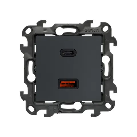 SIMON 24 Ładowarka USB C+A (moduł), 30W, 230V; grafitowy mat