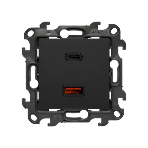 SIMON 24 Ładowarka USB C+A (moduł), 30W, 230V; czarny mat