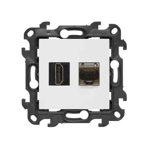SIMON 24 Gniazdo HDMI ver. 2.1 + RJ45 kat.6. (moduł); biały