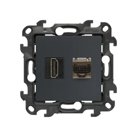 SIMON 24 Gniazdo HDMI ver. 2.1 + RJ45 kat.6. (moduł); grafit mat