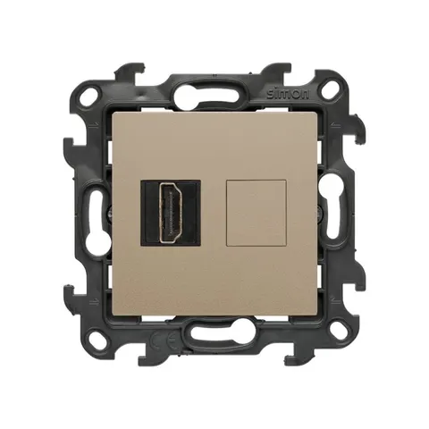 SIMON 24 Gniazdo HDMI ver. 2.1 pojedyncze, moduł, szampański mat; NGHDMI121.01/34