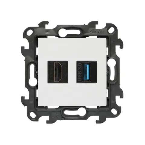 SIMON 24 Gniazdo HDMI ver. 2.1 + USB A 3.0 (moduł); biały
