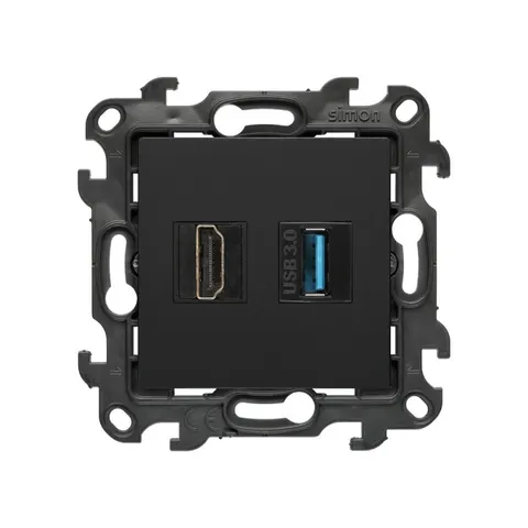 SIMON 24 Gniazdo HDMI ver. 2.1 + USB A 3.0 (moduł); czarny mat
