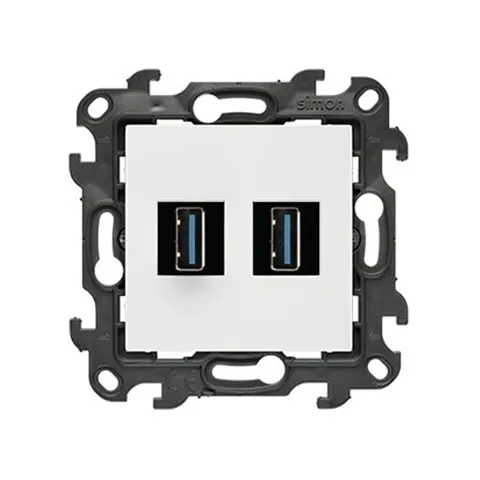 SIMON 24 Gniazdo USB A 3.0 do przesyłu danych podwójne (moduł); biały