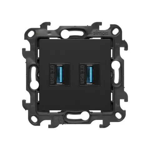 SIMON 24 Gniazdo USB A 3.0 do przesyłu danych podwójne (moduł); czarny mat