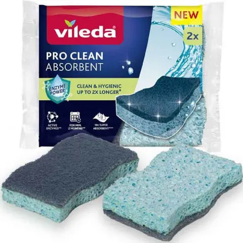 VILEDA Zmywak z enzymami PRO CLEAN WISKOZA, 2 szt