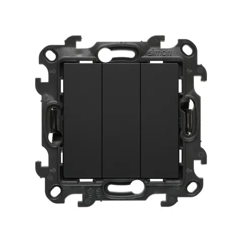 SIMON 24 Łącznik potrójny (moduł) 10 AX, 250 V~, szybkozłącza; czarny mat