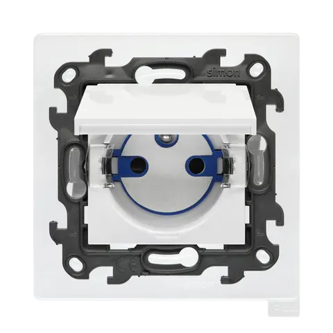SIMON 24 Gniazdo pojedyncze DATA do wersji IP44 16A 250V z kluczem uprawniającym, mocowanie Push In, moduł, białe klapka biała; NGD1BCZ.01/11