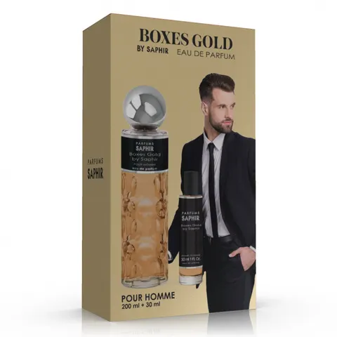SAPHIR MEN Woda perfumowana BOXES GOLD, zestaw edp 200 ml + 30 ml
