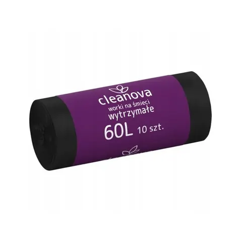 CLEANOVA Worki na śmieci CZARNE 60 l, 10 szt