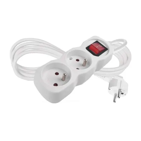 Przedłużacz 2m / 2 gniazda / z wyłącznikiem / biały / PVC / 1 mm2 P1212 EMOS