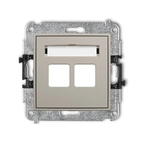MINI Gniazdo komputerowe multimedialne podwójne bez modułu, standard Keystone, taupe; 60MGM-2P KARLIK