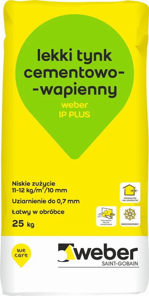 Tynk lekki cementowo-wapienny Weber IP Plus 25 kg