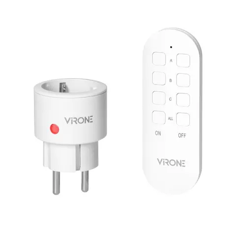 Gniazdo bezprzewodowe MINI Schuko, sterowane pilotem 1+1, 2300W; RS-10(GS), ORNO