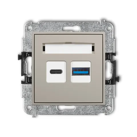 MINI Ładowarka USB podwójna USB C + USB A 20W max, moduł, taupe; 60MCUSB-8 KARLIK