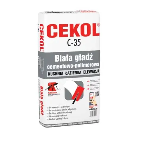 Gładź szpachlowa cementowa biała C-35 Cekol 5 kg