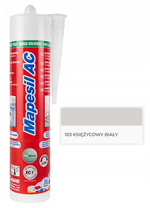 MAPEI Mapesil AC 310ml Silikon 103 KSIĘŻYCOWY BIAŁY