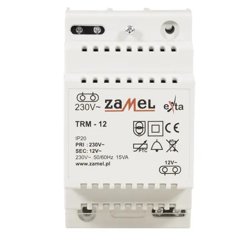 Transformator dzwonkowy 230/12V AC 1,25A 15VA, TRM-12; EXT10000136 ZAMEL