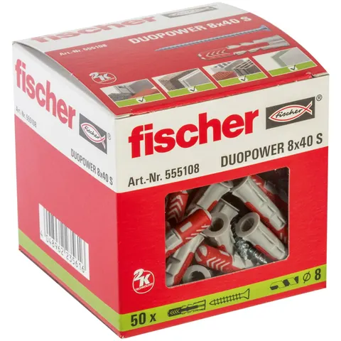 Kołek z wkrętem Fischer DUOPOWER 8 x 40 S Nr art. 555108