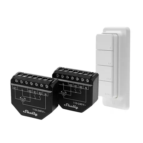 Shelly Shutter x2 + BLU RC Button 4 Pack – inteligentny sterownik Smart Home