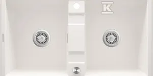 Zlewozmywak granitowy 2-komorowy Eridan, alabaster &nbsp;ZQE_A203 w