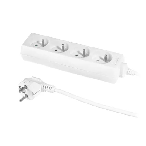 Przedłużacz z czterokrotnym gniazdem;ECO; 4X2p+Z; 10A; 3m; BIAŁY