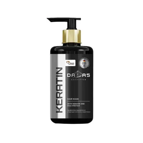 DALAS Maska do włosów suchych, osłabionych, zniszczonych i farbowanych KERATIN, 900 ml z pompką