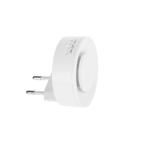 Lampka do gniazda 230V RIBI LED 0,33W 4lm barwa ciepłobiała 2700K biała z czujnikiem ruchu i zmierzchu 46380 KANLUX