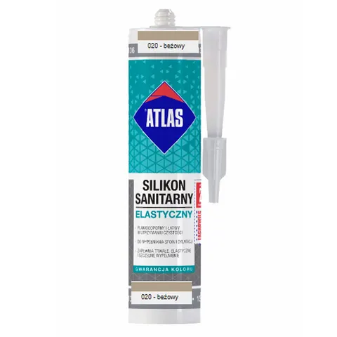 Silikon elastyczny sanitarny Atlas beżowy 280 ml 020