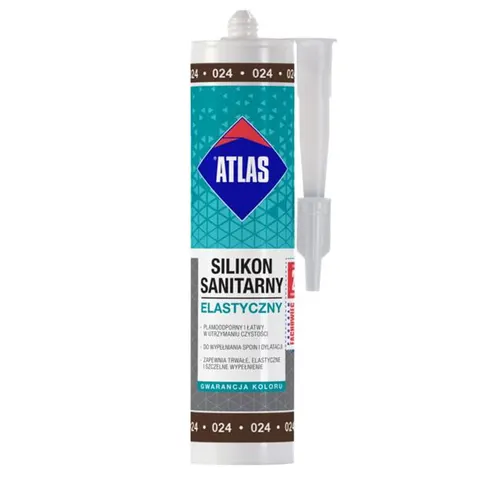 Silikon elastyczny sanitarny Atlas ciemno brązowy 280 ml 024