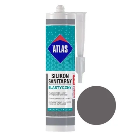 Silikon elastyczny sanitarny Atlas ciemno szary 280 ml 036