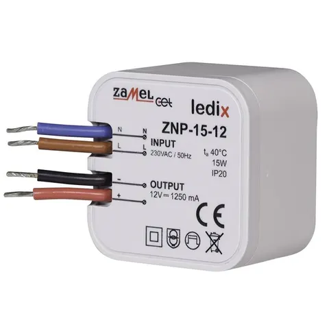 ZNP-15-12 zasilacz LED dopuszkowy 12VDC 15W; Zamel