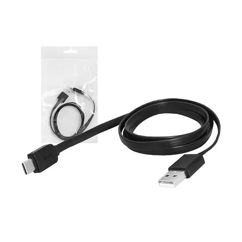 Kabel USB Typ-C 1m płaski, czarny