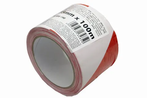 Taśma ostrzegawcza Motive biało-czerwony 75mmx100mb
