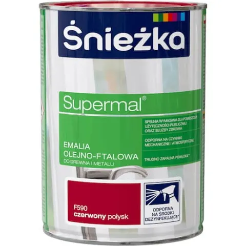 Śnieżka Supermal Emalia ftalowa 5l Czerwony Połysk F590