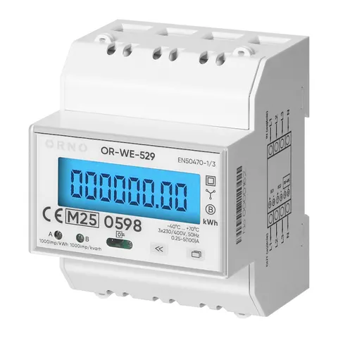 Licznik 3-faz zużycia energii elektroniczny 100A,MID,RS485, 4 moduł, DIN TH-35 PV-Ready