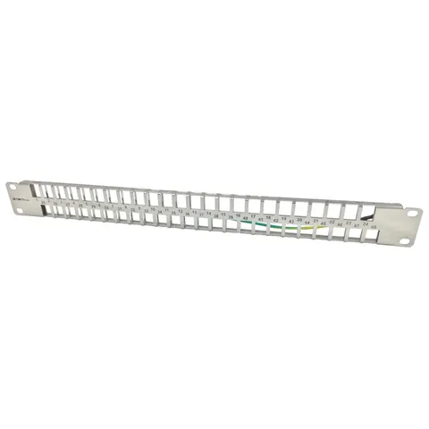 Patch panel 19" modularny 48 portów 1U STP, z podporą niewyposażony ALANTEC
