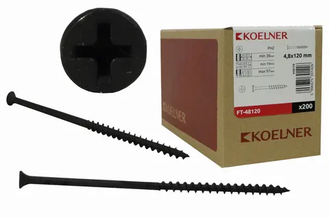 Wkręt do gipsokartonu-drewno Rawlplug FT 4,8x120mm 200szt