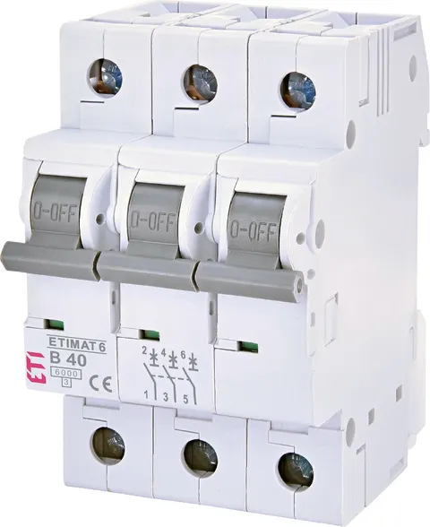 Wyłącznik nadprądowy 3P B 40A 6kA AC, ETIMAT 6 3p B40; 002115520, ETI POLAM