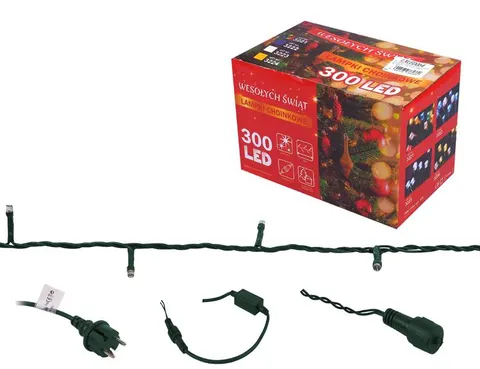 Lampki choinkowe 300 LED multicolor + flash biały zimny Lamex LXLED064