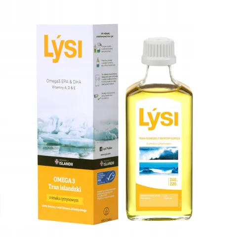 LYSI Tran islandzki z wątroby dorsza CYTRYNA, 240 ml