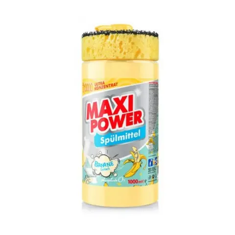 MAXI POWER Płyn do naczyń BANANOWY pompka+gąbka, 1 l