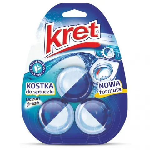 KRET Kostka do spłuczki barwiąca wodę OCEAN FRESH, 3 x 50 g