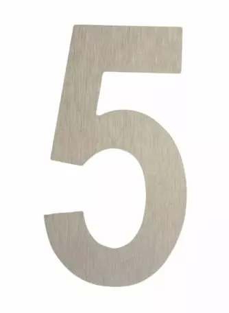 Cyfra 5 wysokość 5 cm plastikowa srebrna INX Domino