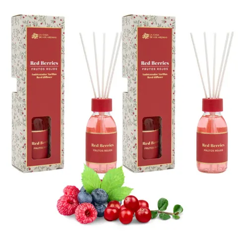 LA CASA DE LOS AROMAS X-MAS Patyczki zapachowe CZERWONE OWOCE 95 ml, pakiet 2 opakowań