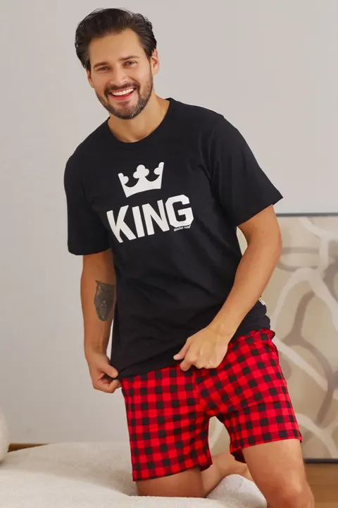 Męska piżama King z czerwonymi spodenkami