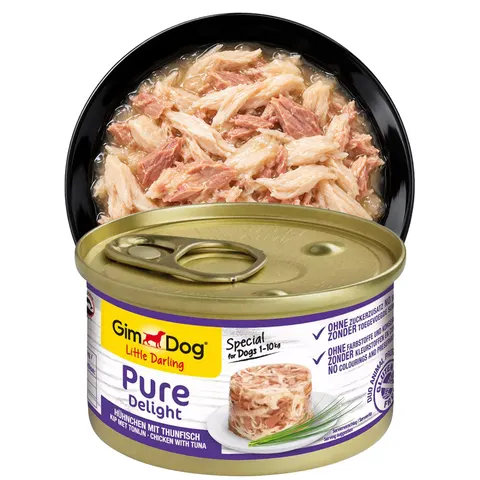 GIMDOG Pure Delight Kurczak Tuńczyk 85g Puszka Karma Mokra dla Małych Psów