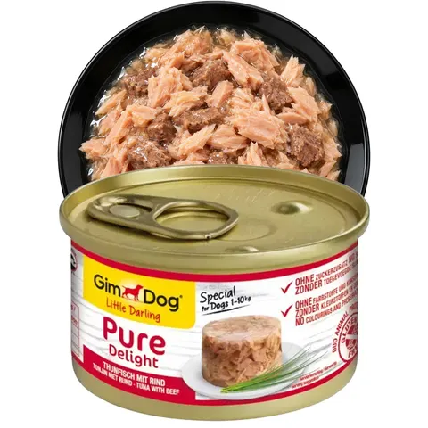 GIMDOG Pure Delight Tuńczyk Wołowina 85g Puszka Karma Mokra dla Małych Psów