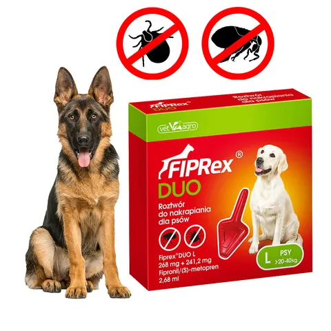 Fiprex DUO L KROPLE od pcheł kleszczy dla psa